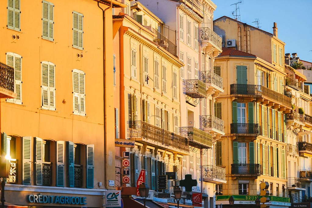 sunset, facades, cannes